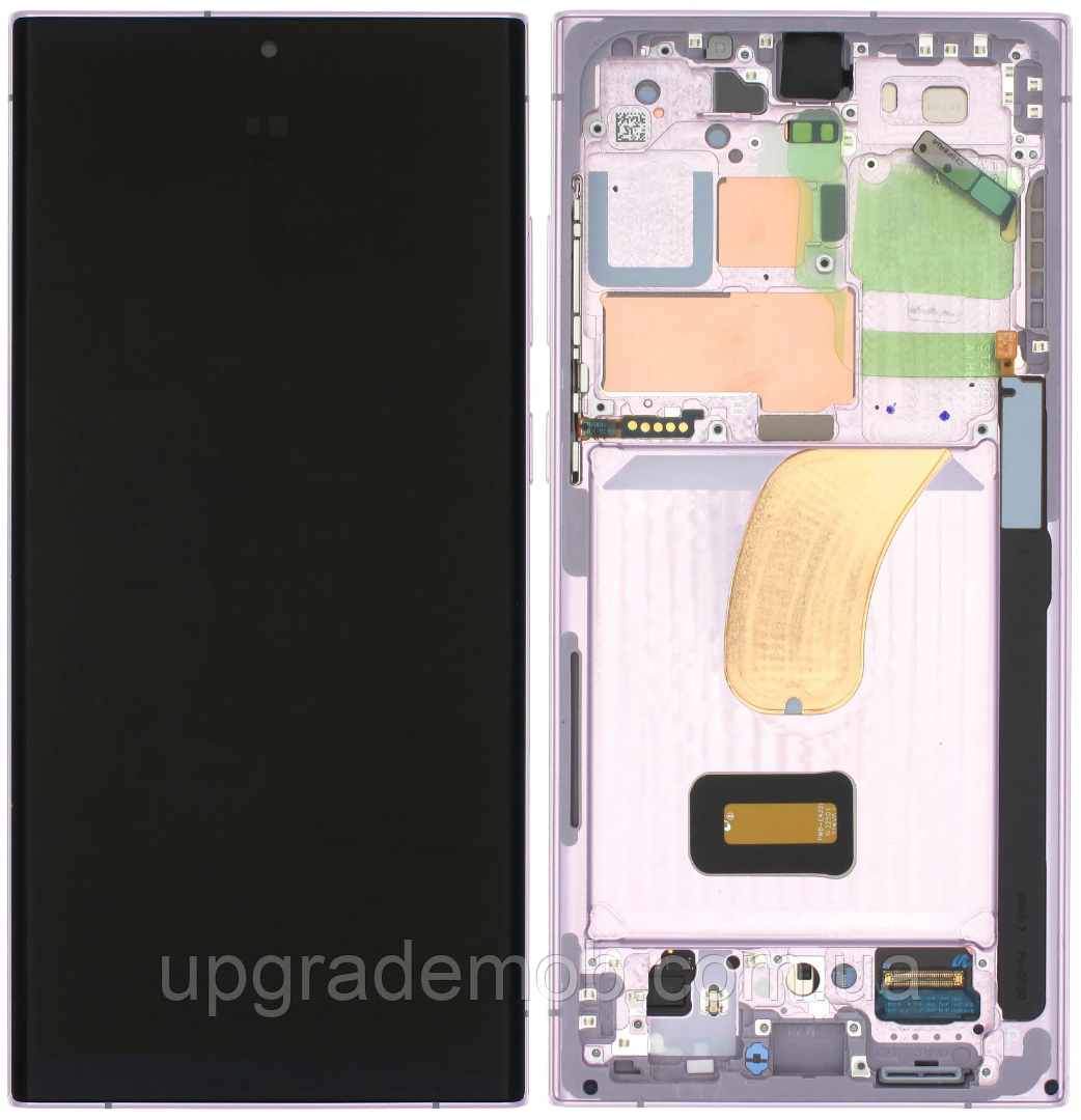 Дисплей модуль тачскрин Samsung S918 Galaxy S23 Ultra чорний Amoled оригінал сервісне паковання з рамкою