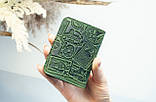 Обкладинка для ID паспорта шкіряна зелена з тисненням Марки та штемпеля України | Обкладинка на права 4 відділа, фото 5