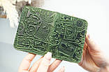 Обкладинка для ID паспорта шкіряна зелена з тисненням Марки та штемпеля України | Обкладинка на права 4 відділа, фото 2