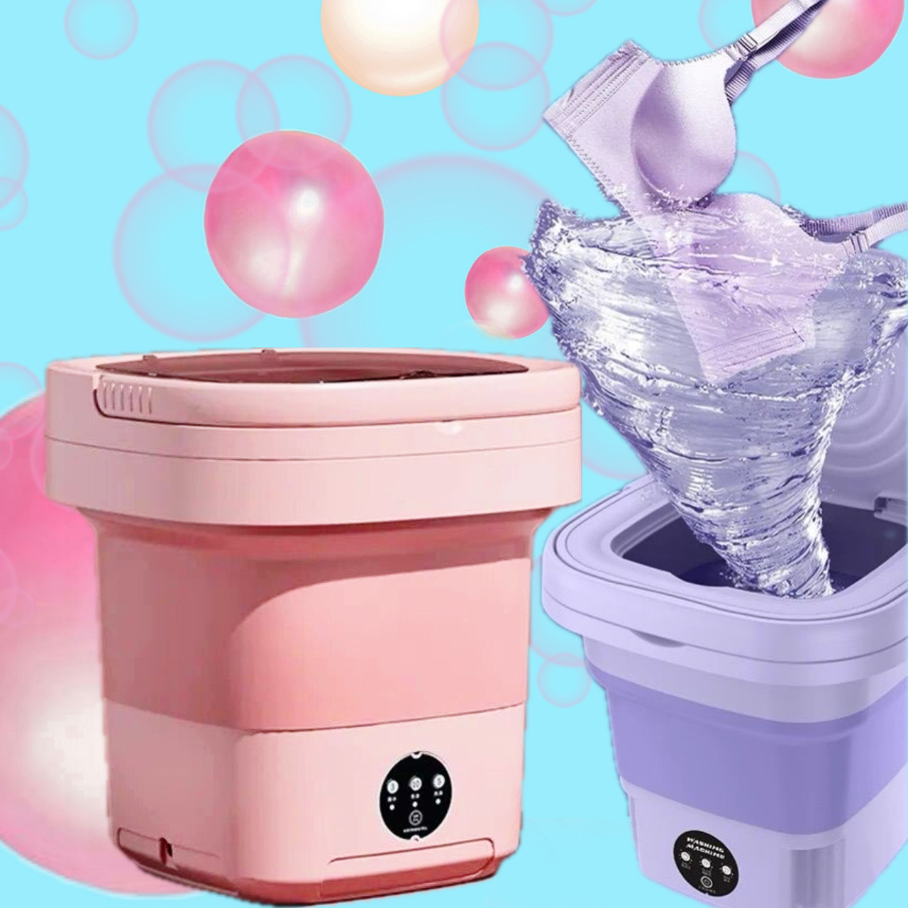 Ультразвукова портативна складана пральна машина 2в1 з відром Mini Folding Washing Machine міністилка