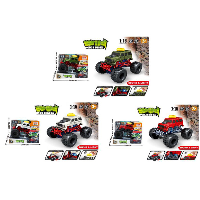 Джип A2266G-1-2-3 (30шт) 1:16, 18см, інерція, звук, світло, 3 кольори, на бат-ці, в кор-ці, 20-16,5-16см, фото 1