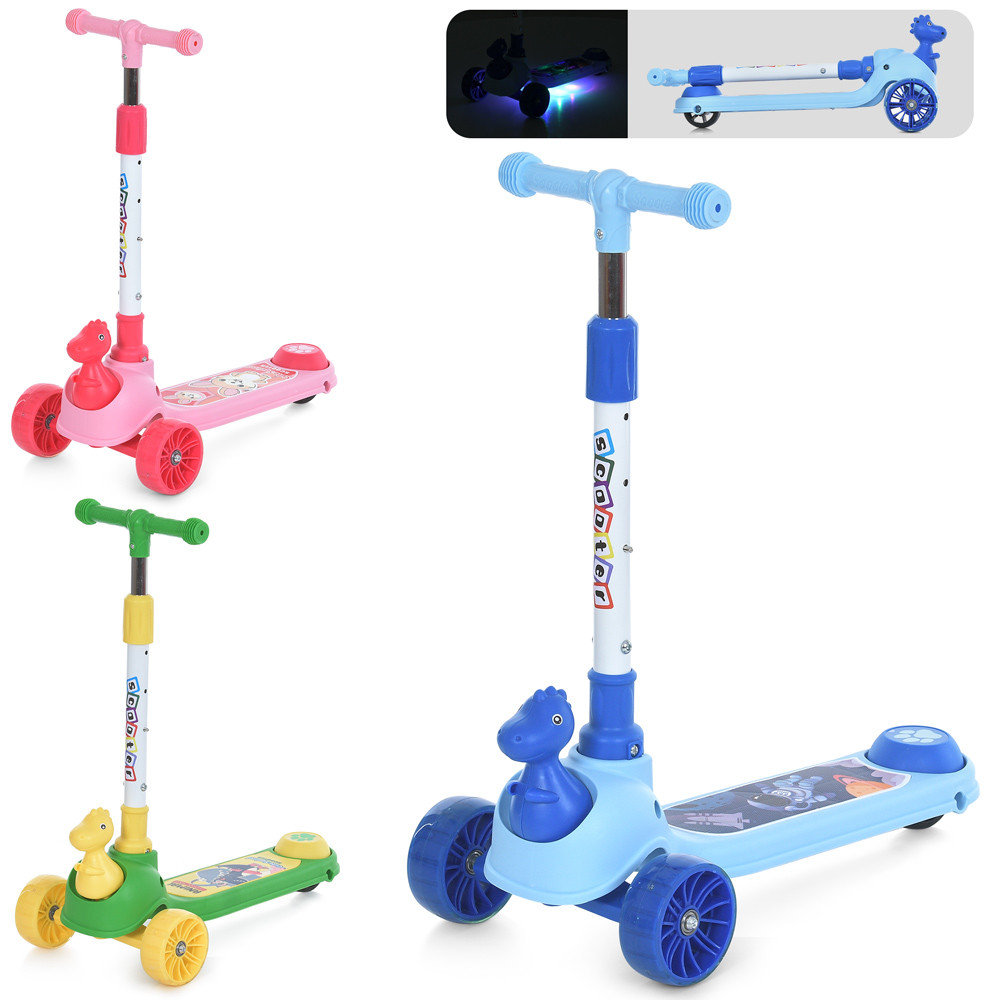 Самокат JR 3-099 (6шт) Maxi-big, метал+пластик, 3колПУ, 2передніх-110мм,світло, задне 80мм, музика,, фото 1