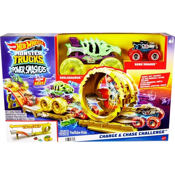 Набір "Заряджай і переслідуй" серії "Power Smashers" Monster Trucks Hot Wheels, фото 1