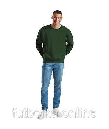 Темно-Зелений чоловічий пуловер класичний Classic set-in sweat Fruit of the loom, фото 1