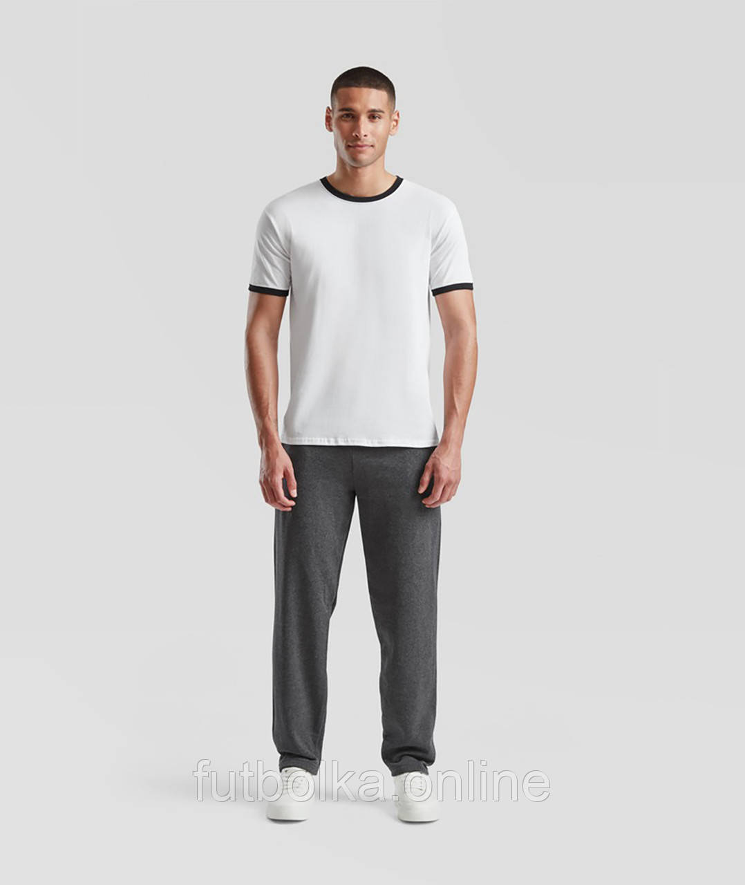 Темно-Сірі Меланж чоловічі спортивні штани прямі базові Classic open hem jog pants Fruit of the loom