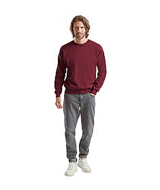 Бордовий чоловічий пуловер класичний Classic set-in sweat Fruit of the loom