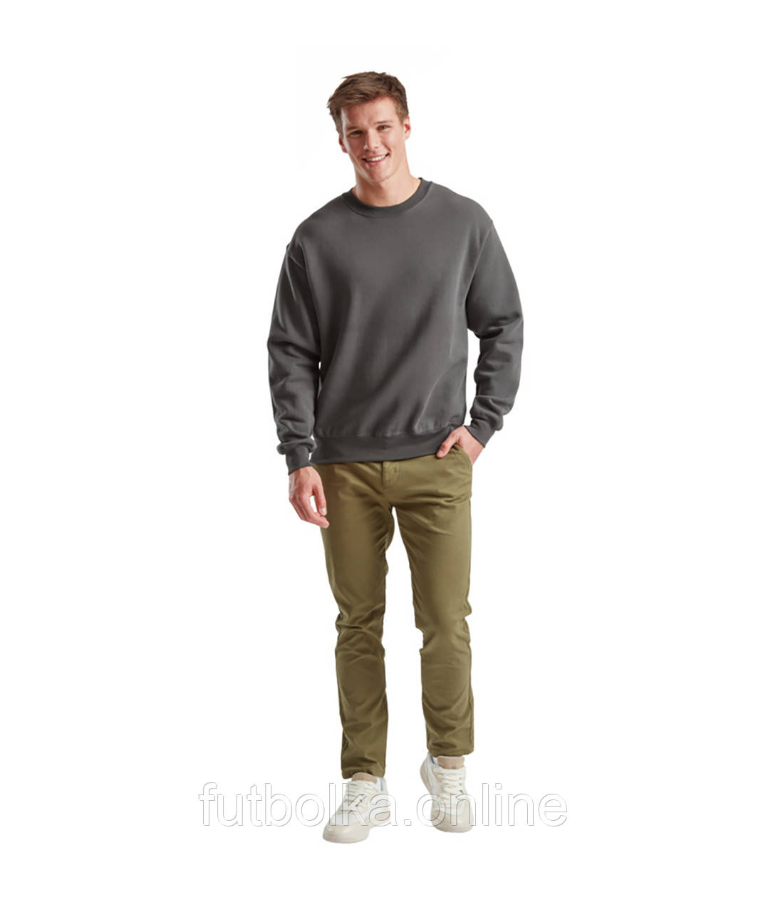 Графіт чоловічий пуловер класичний Classic set-in sweat Fruit of the loom