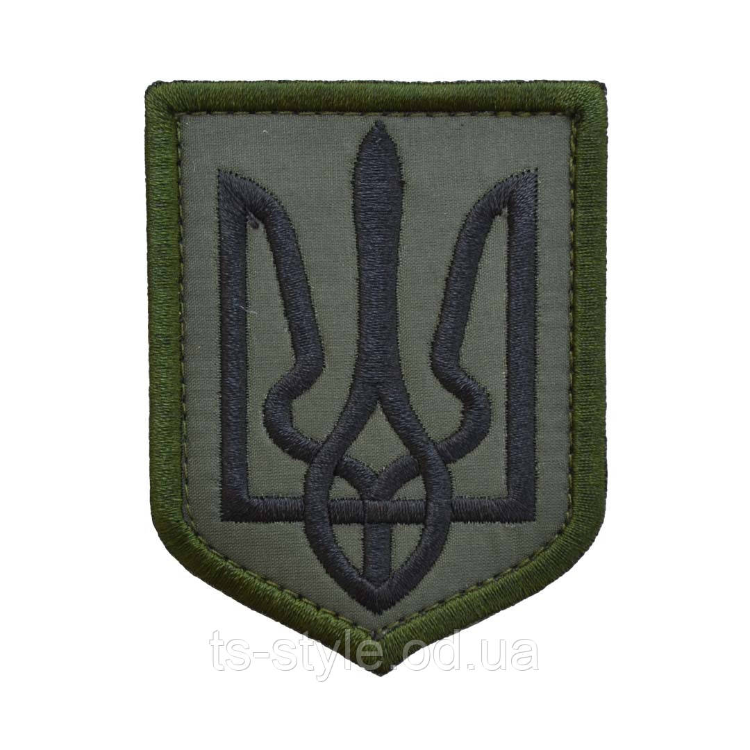Шеврон Тризуб чорний на оливі