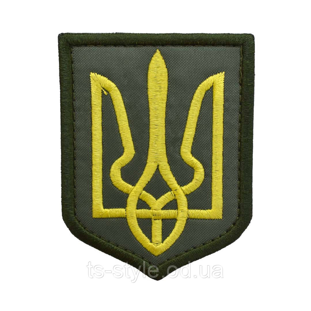 Шеврон Тризуб жовтий на оливі