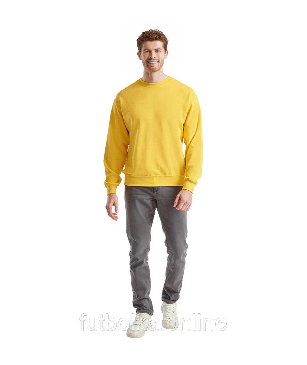 Сонячно Жовтий чоловічий пуловер класичний Classic set-in sweat Fruit of the loom