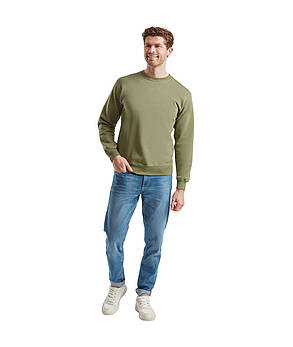 Оливковий чоловічий пуловер класичний Classic set-in sweat Fruit of the loom, фото 1
