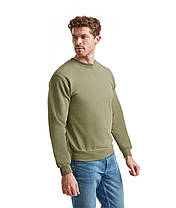 Оливковий чоловічий пуловер класичний Classic set-in sweat Fruit of the loom, фото 5