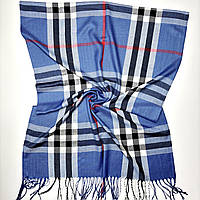 Стильний молодіжний брендовий шарф Барбері Burberry чоловічий/жіночий. Натуральний турецький палантин на осінь і на весну Синьо-блакитний