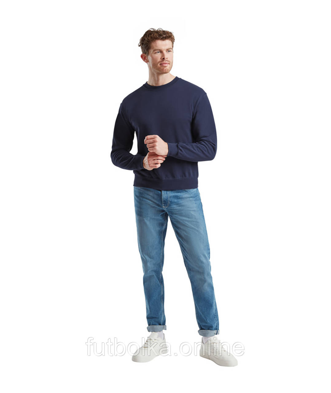 Темно-Синій чоловічий пуловер класичний Classic set-in sweat Fruit of the loom