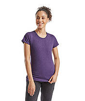 Фіолетова Меланжева футболка жіноча базова Valueweight lady-fit Fruit of the loom, фото 3