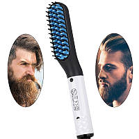 Гребінець-випрямляч/прасочка для бороди/волос електричний Styling Brush білий (GS-64132)