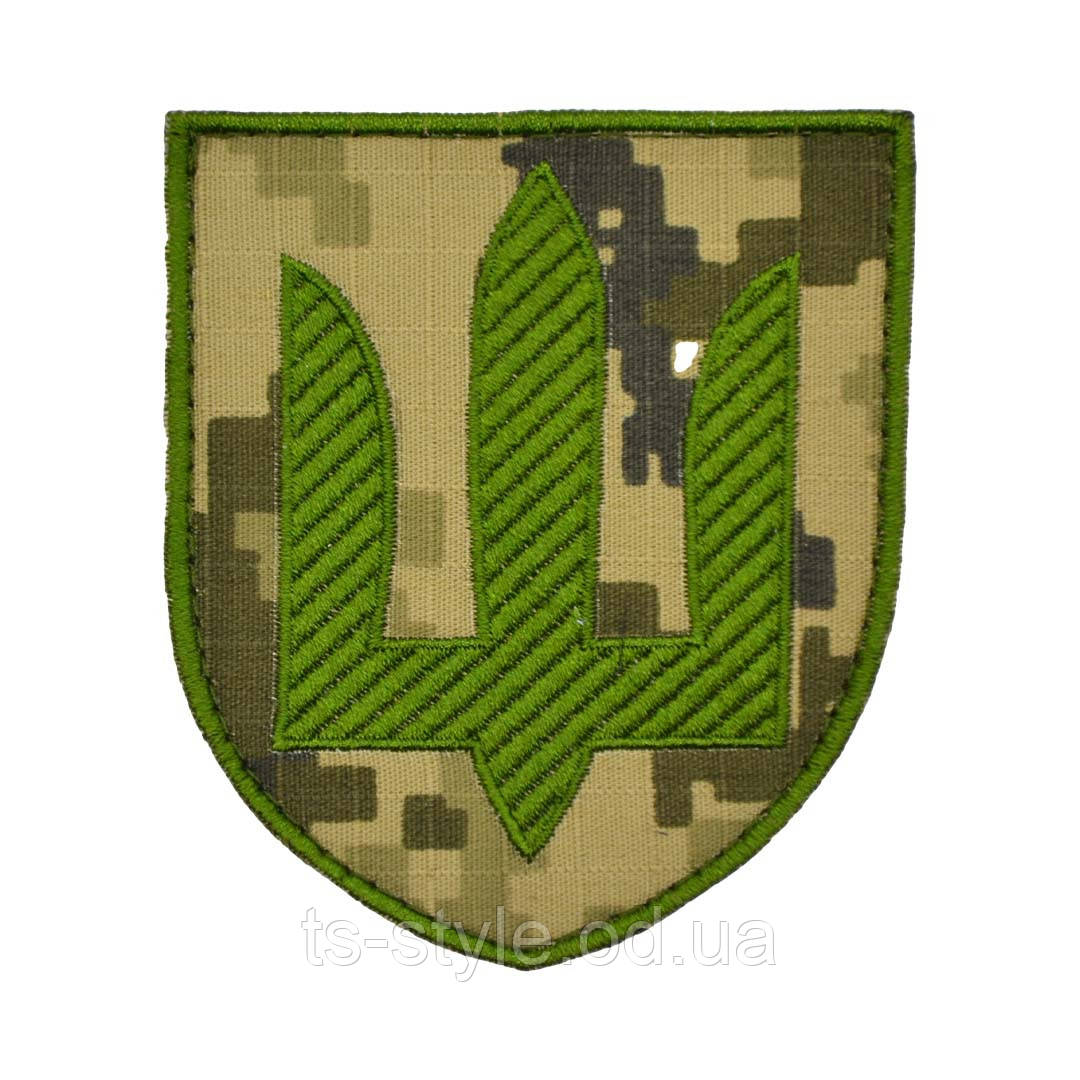 Шеврон ЗСУ Сухопутні війска (фон ММ14, тризуб зелена нитка)