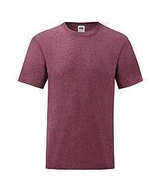 Бордова Меланжева футболка чоловіча базова ValueWeight Fruit of the loom