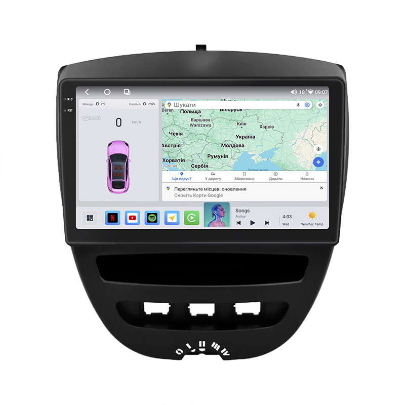 Штатна магнітола Lesko для Citroen C1 I 2005-2008г 10" 4/64 QLED CarPlay 4G Wi-Fi GPS 360 Prime