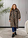 Женская длинная леопардовая рубашка большого размера plussize 48-58 флис с вставками эко кожи на пуговицах, фото 8