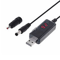 Кабель живлення USB to DC 9V/12V для роутера | 5.5x2.1 мм | 3.5х1.35 мм | працює від PowerBank | 78 см