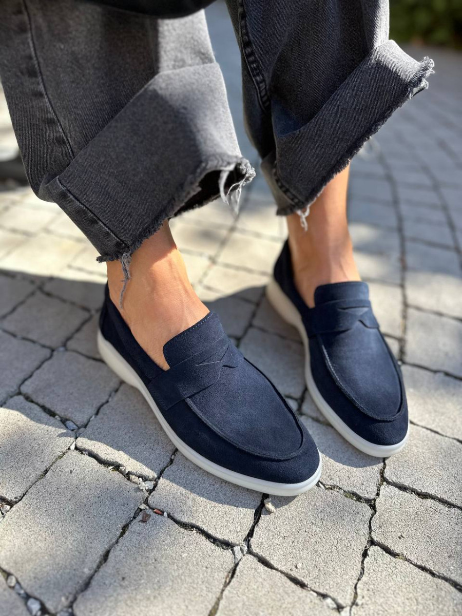 Жіночі лофери ShoesBand Темно-сині натуральна замша 38 (25 см) (S98041), фото 1