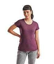 Бордова Меланжева футболка жіноча базова Valueweight lady-fit Fruit of the loom, фото 3