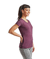 Бордова Меланжева футболка жіноча базова Valueweight lady-fit Fruit of the loom, фото 5