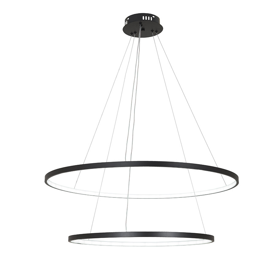 Підвісна люстра подвійні кільця 7529832-2A BLACK LED (600+800)