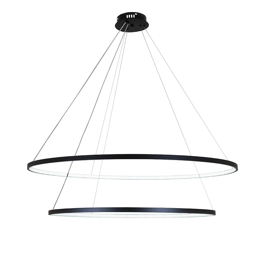 Підвісна люстра на два кільця 7529832-2A BLACK LED (800+1000)