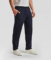 Глибоко Темно-Сині чоловічі спортивні штани прямі базові Classic open hem jog pants Fruit of the loom, фото 5