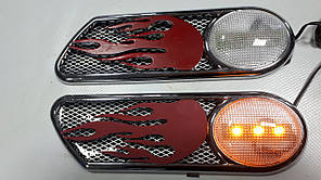 Накладки декоративні ХВ-699 chrome/red/yellow підсвічування полум'я (пара)