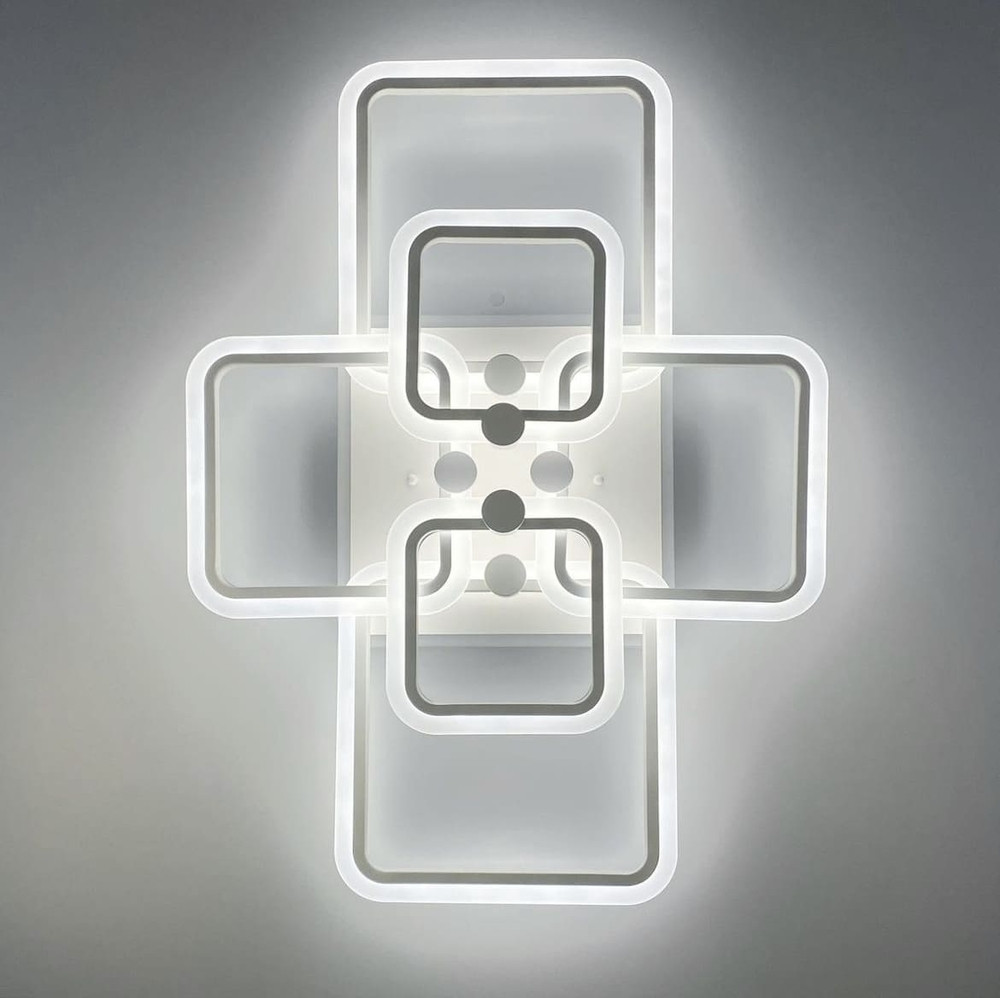 Світлодіона LED люстра на 2+2+2 ріжки квадратної форми Line.F RGB підсвітка є