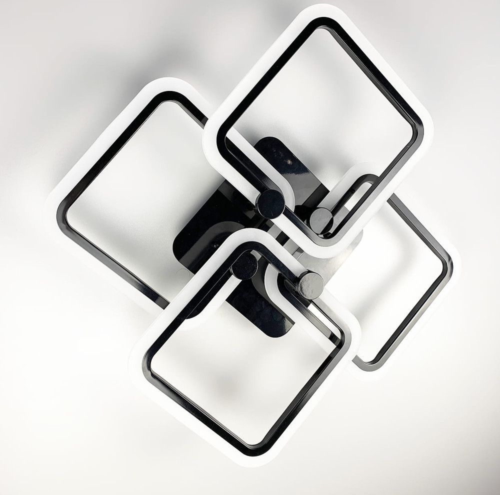 Світлодіона люстра на 4 ріжка квадратної форми | Line F | Арт. A2503/4S BK, фото 1