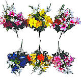 Штучні квіти букет мікс хризантеми, лілії, альстромерії, 70см, фото 2