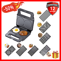 Мультимейкер 7 в 1 котлетниця вафельниця горішниця гриль Zepline 2200 Вт сендвічниця зі змінними пластинами
