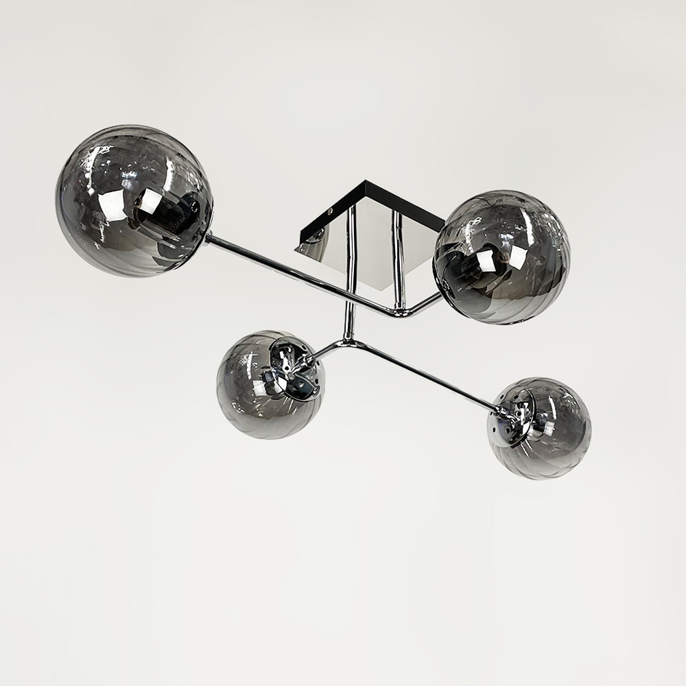 Сучасна стельова люстра в хромі на 4 графітових плафони | Line F | Арт. 2693/4 (new) CH+GR, фото 1