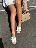 Шльопанці жіночі шкіряні білого кольору, фото 3