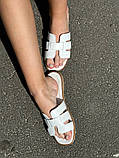 Шльопанці жіночі шкіряні білого кольору, фото 4