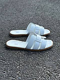 Шльопанці жіночі шкіряні білого кольору, фото 8