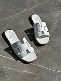 Шльопанці жіночі шкіряні білого кольору, фото 9