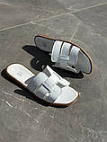 Шльопанці жіночі шкіряні білого кольору, фото 10