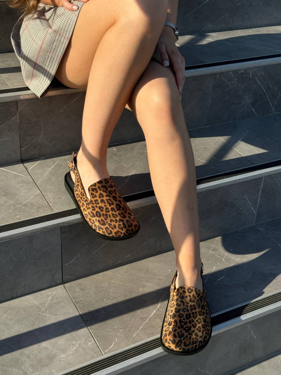 Клогі жіночі замшеві леопардові, фото 1