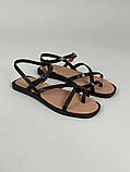 Босоніжки жіночі шкіряні коричневі на чорній підошві, фото 7