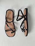 Босоніжки жіночі шкіряні коричневі на чорній підошві, фото 8