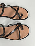 Босоніжки жіночі шкіряні коричневі на чорній підошві, фото 9