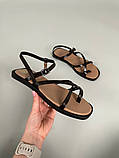 Босоніжки жіночі шкіряні коричневі на чорній підошві, фото 10