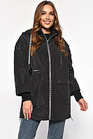Куртка женская батальная демисезонная черного цвета 186196S