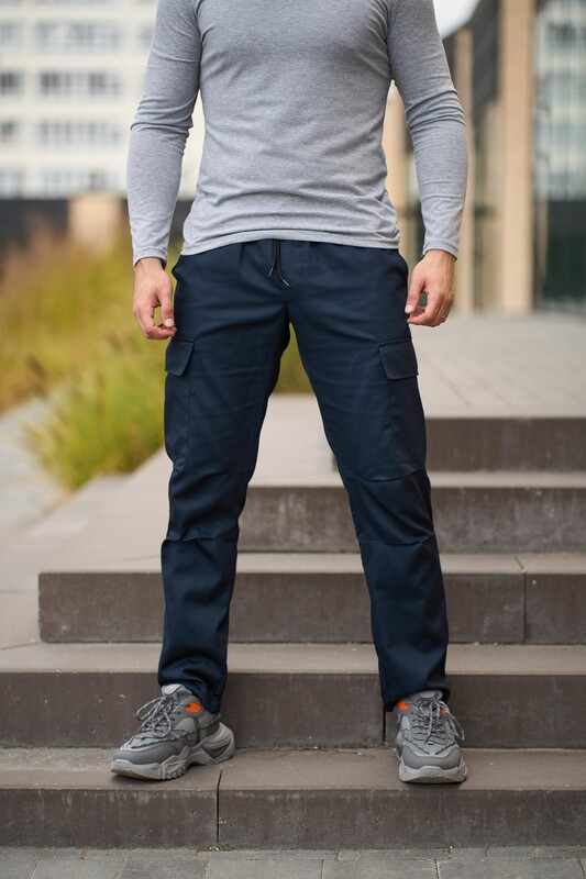 Однотонні штани карго Intruder Cloud темно-синього кольору, фото 1