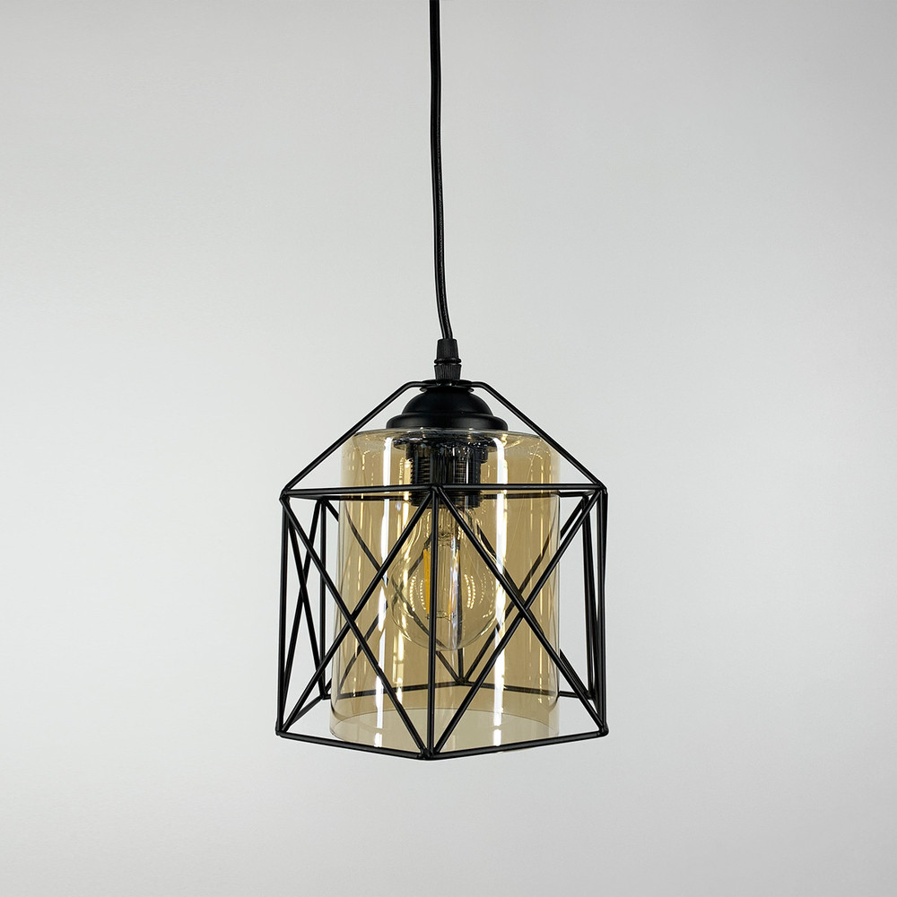 Світильник підвісний у чорному корпусі зі скляним плафоном | Line F | Арт. 11770/1 BK, фото 1